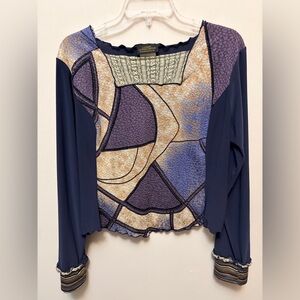 Vintage LINDA LUNDSTROM Navy, Purple, with Gold Blouse